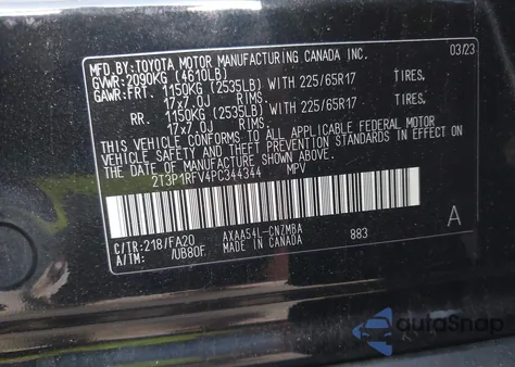 2023 Toyota Rav4 Xle from USA, damaged, VIN 2T3P1RFV4PC344344